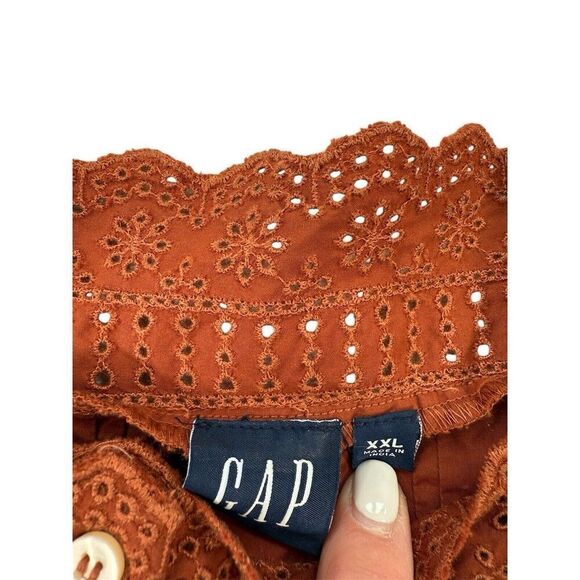 Gap Women’s Peasant Bohemian Top Country Cottage Core Brown XXL Puff Sleeves - Picture 2 of 7